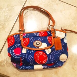 Coach red white and blue handbag